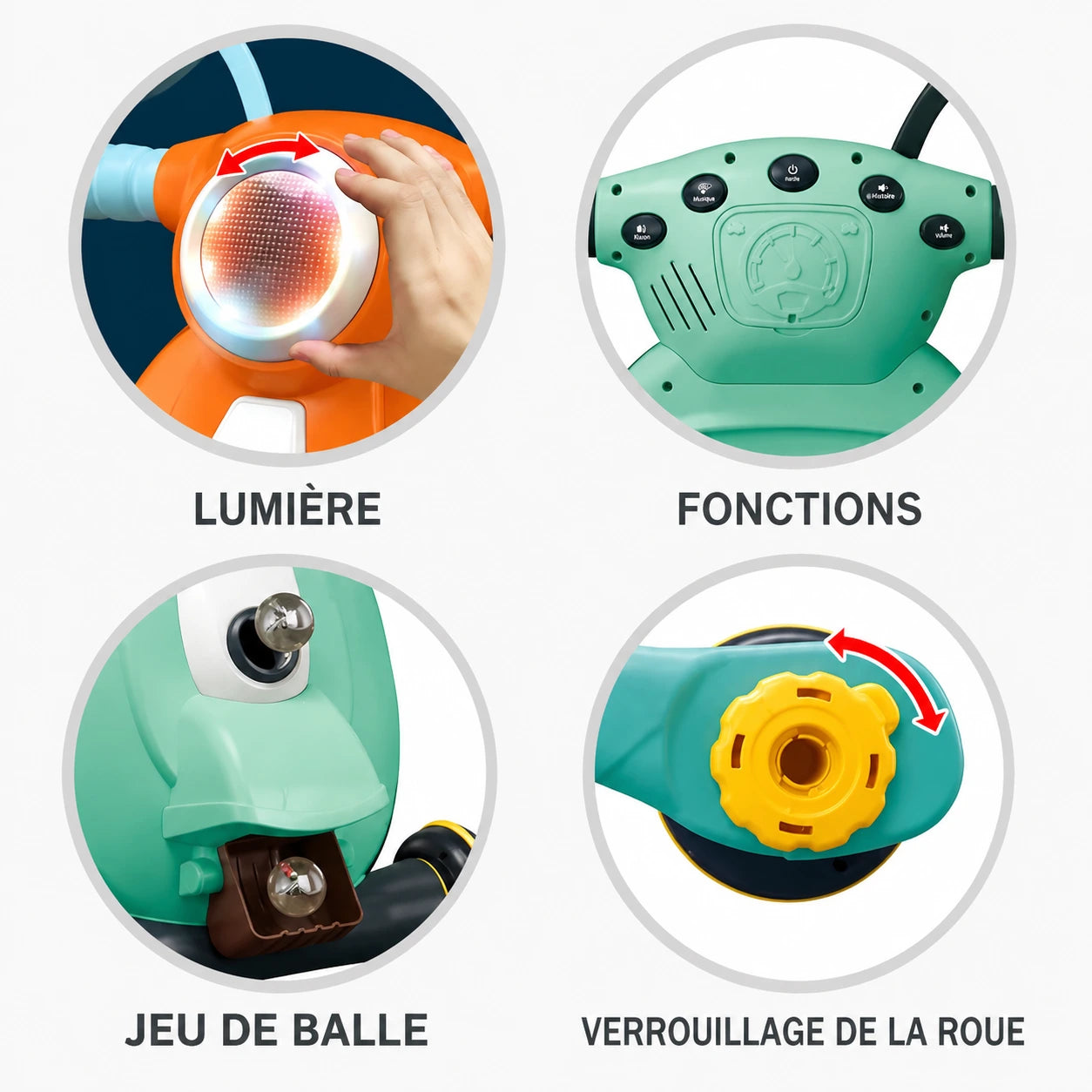 Trotteur évolutif 3 en 1 pour bébé, scooter d’éveil KIDLO avec plateau, support et roues pour apprendre à marcher.