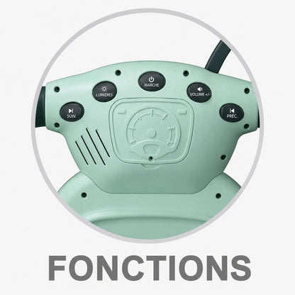 Scooter d'éveil 3 en 1 KIDLO pour bébé, trotteur évolutif avec poignée et surface de jeu, en plastique coloré.