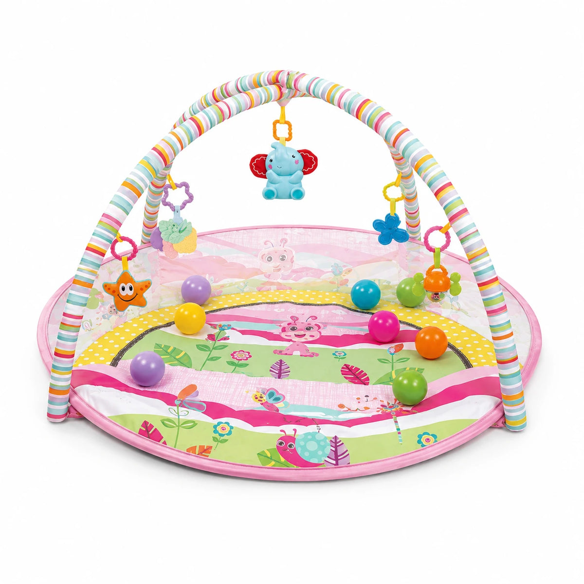 Tapis d’Éveil Musical 3-en-1 avec Arche et 15 Balles