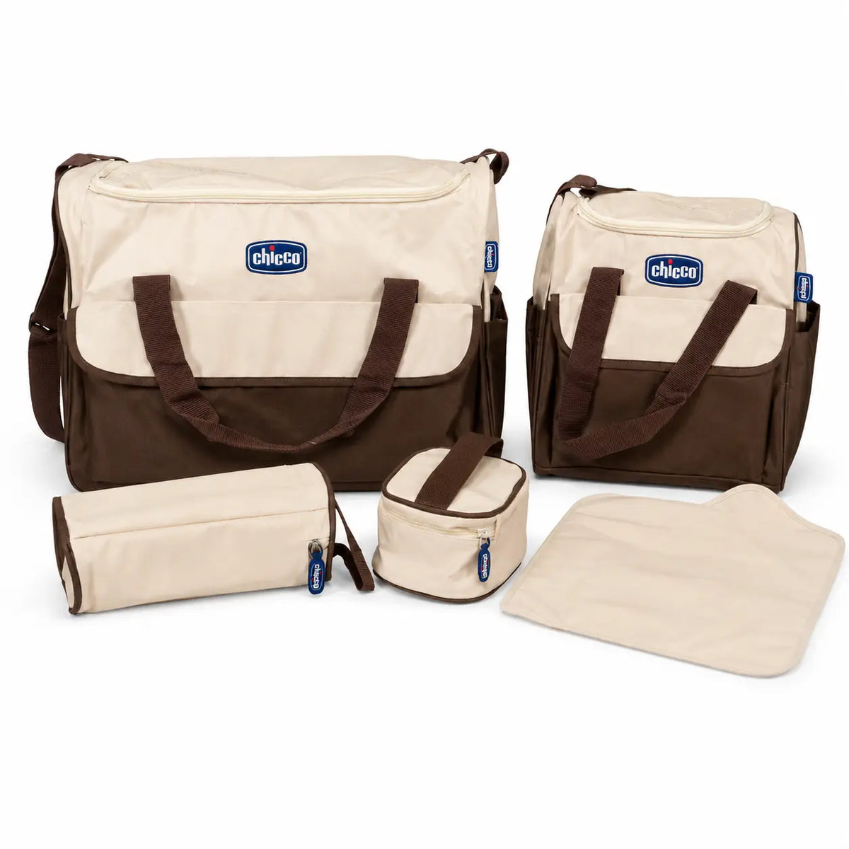 Sac à dos KIDLO Chicco, set de 4 pièces, en rouge ou beige, sac à langer pratique avec compartiments pour bébé.