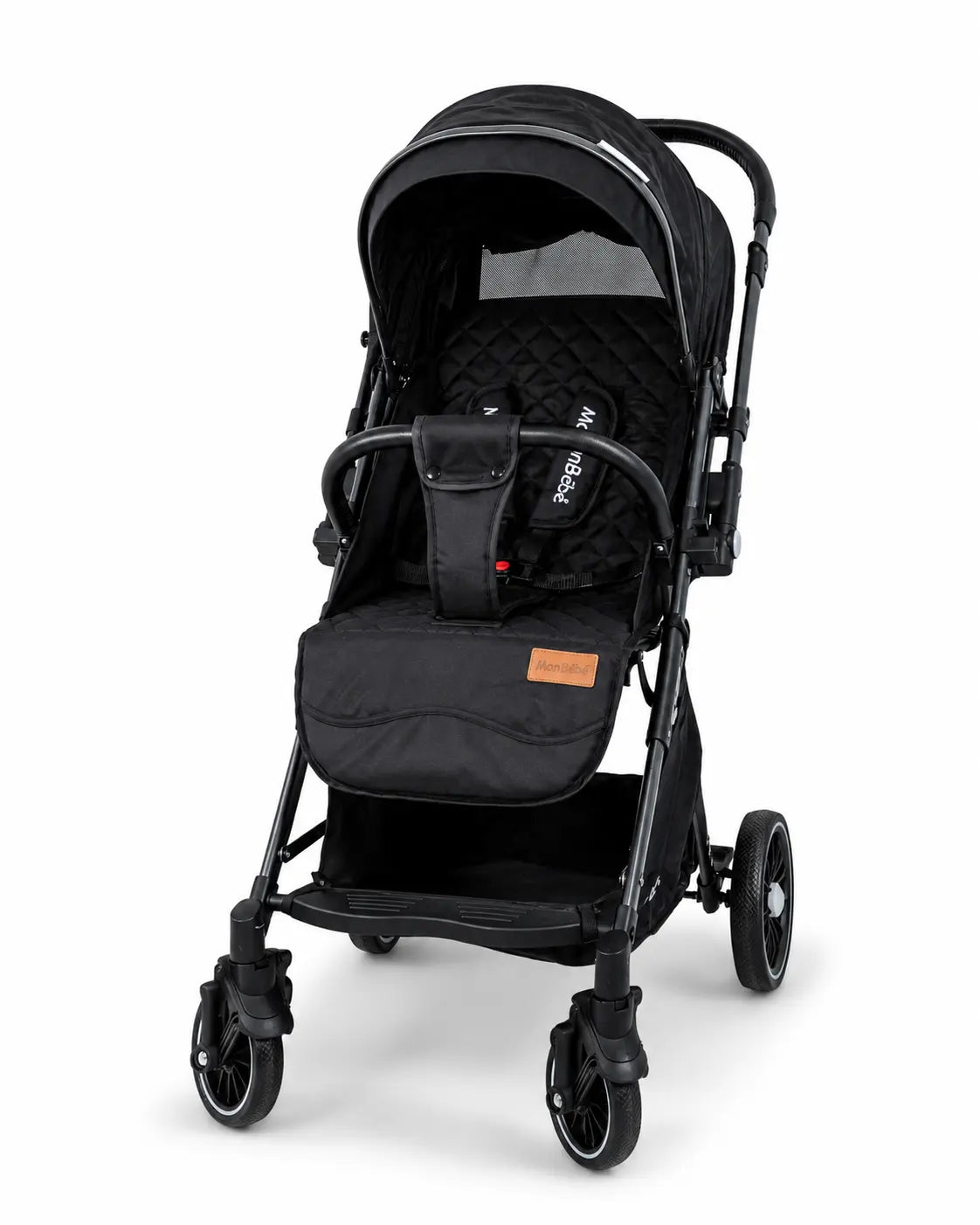 Poussette valise réversible noire pour bébé de la marque Kidlo, compacte et pratique avec poignée télescopique.