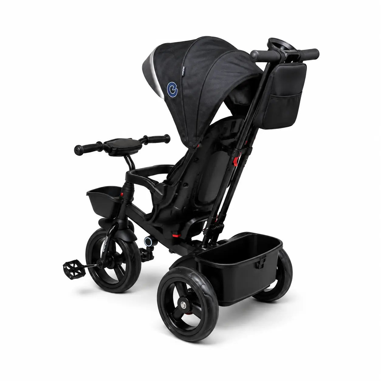 Poussette évolutive à 3 roues KIDLO, tricycle poussette pour enfants, image montrant le cadre et les roues en détail