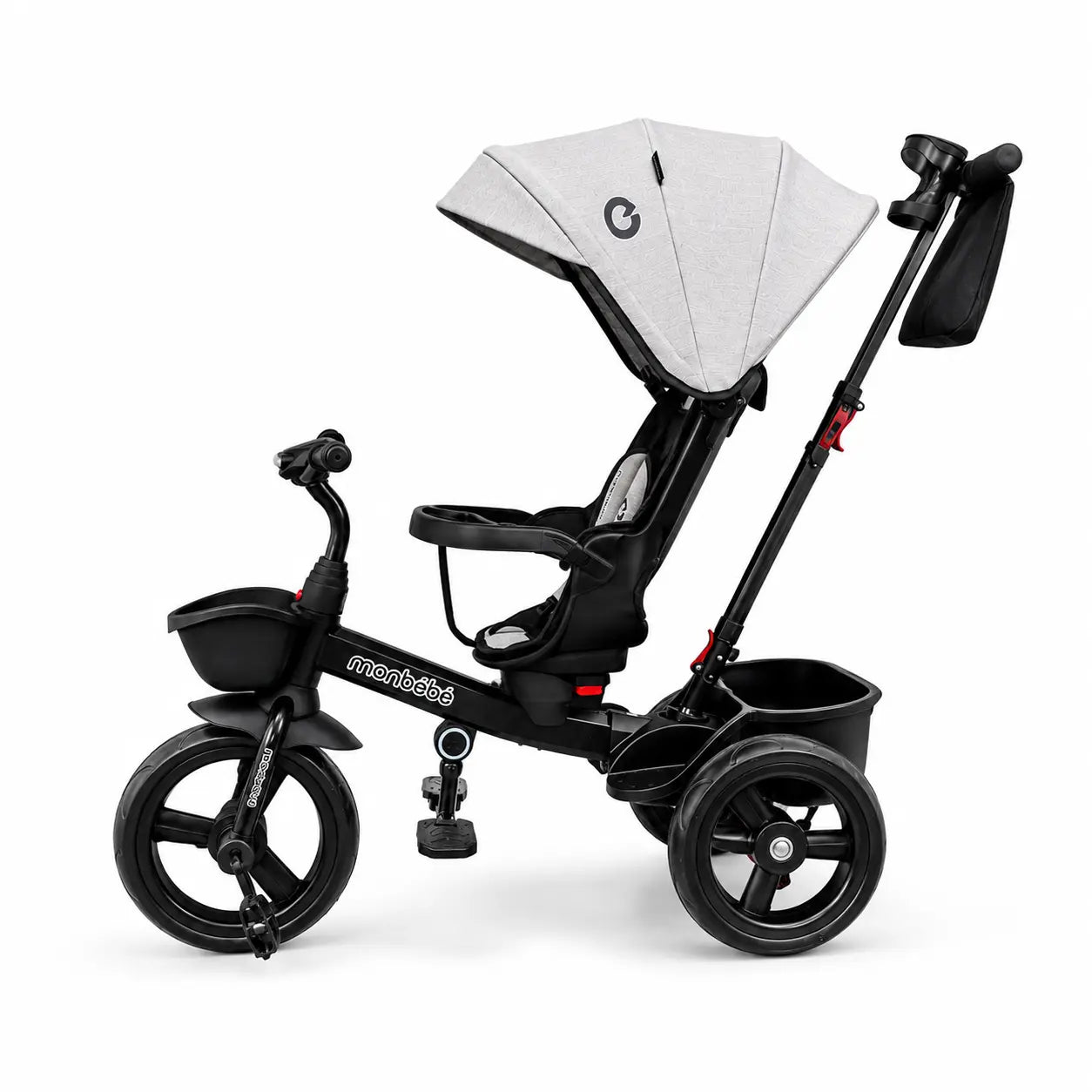 Tricycle poussette évolutif 3 roues de la marque KIDLO, adaptée pour enfants, visible avec guidon et roues robustes.