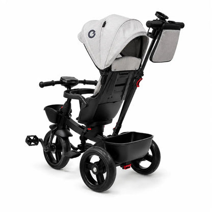 Poussette évolutive KIDLO à 3 roues, tricycle poussette pour enfant, vue de face avec siège confortable et cadre robuste.