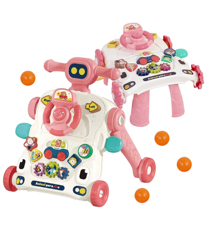 Trotteur - Push Cart - 3 en 1 - Évolutif - Interactif - Multicolore