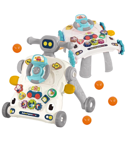 Trotteur - Push Cart - 3 en 1 - Évolutif - Interactif - Multicolore